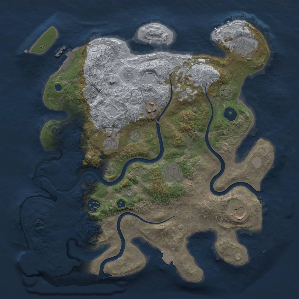 Rust Map: Procedural Map, Size: 3500, Seed: 430863925, 13 Monuments