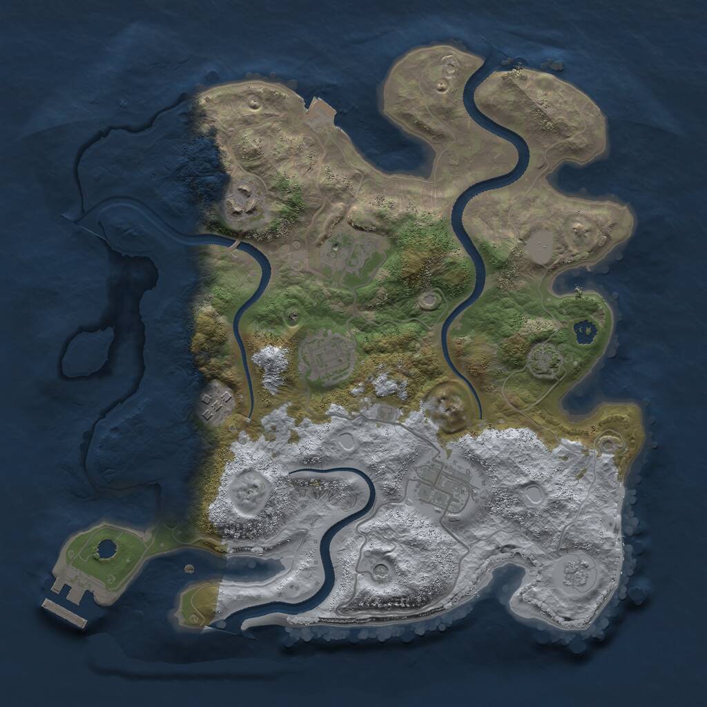 Rust Map: Procedural Map, Size: 3000, Seed: 1738894964, 10 Monuments