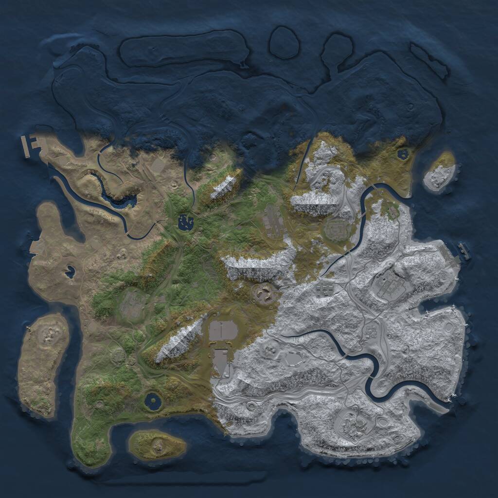 Rust Map: Procedural Map, Size: 4500, Seed: 3837, 15 Monuments