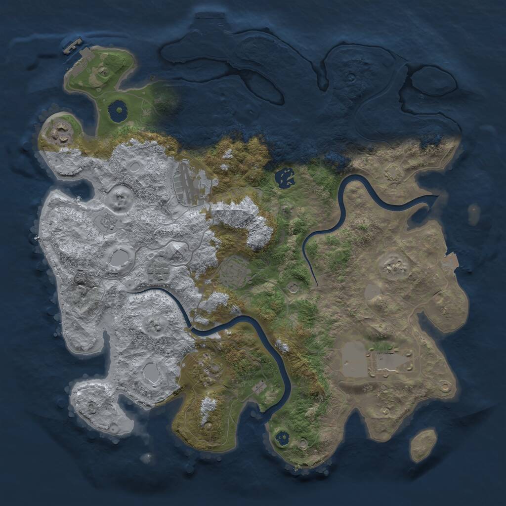 Rust Map: Procedural Map, Size: 3700, Seed: 250290838, 13 Monuments