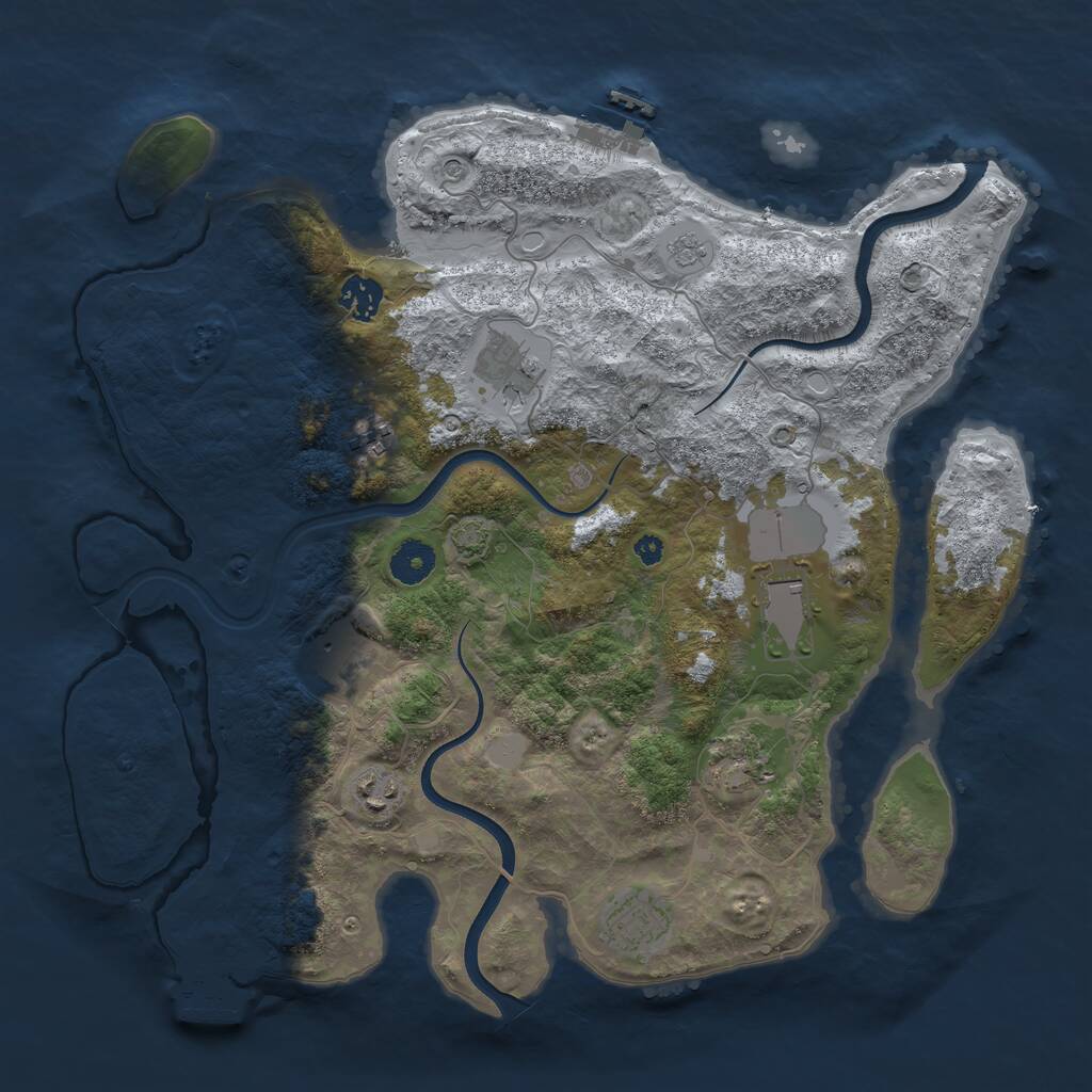 Rust Map: Procedural Map, Size: 3750, Seed: 354384799, 14 Monuments