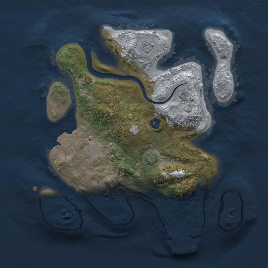 Rust Map: Procedural Map, Size: 2500, Seed: 347249590, 4 Monuments