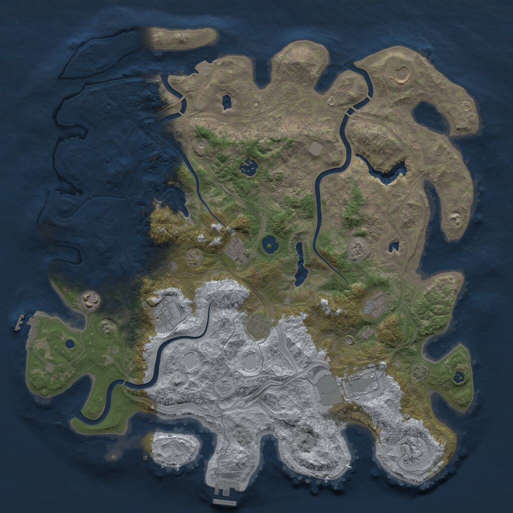 Rust Map: Procedural Map, Size: 4500, Seed: 825166239, 16 Monuments