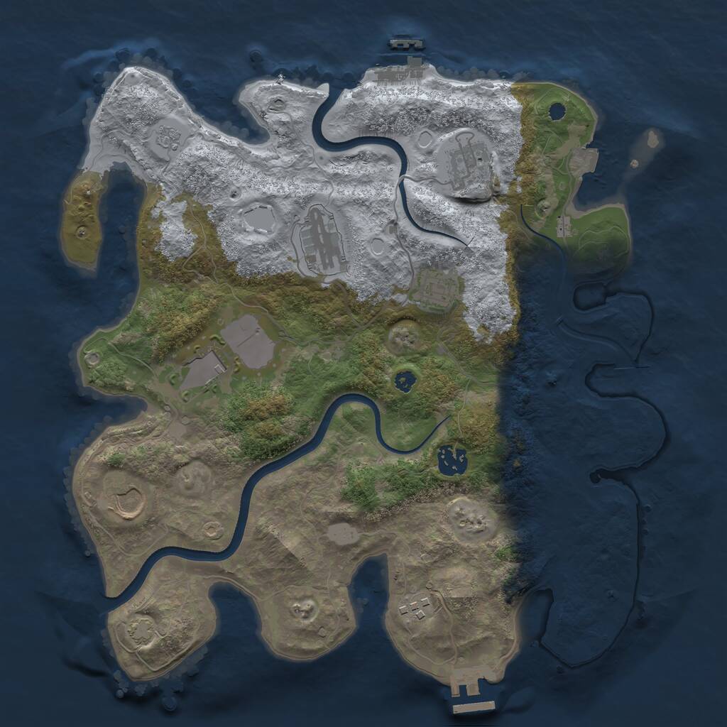 Rust Map: Procedural Map, Size: 3500, Seed: 282161295, 12 Monuments