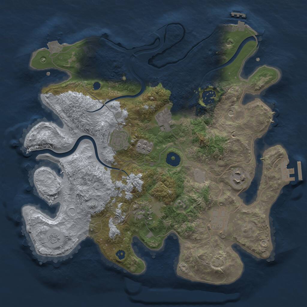 Rust Map: Procedural Map, Size: 3250, Seed: 1812153400, 13 Monuments