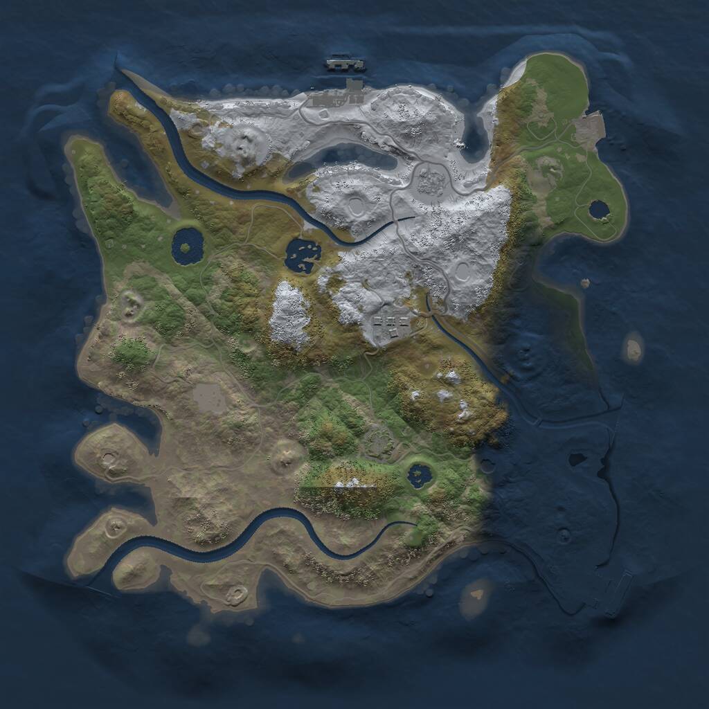 Rust Map: Procedural Map, Size: 3000, Seed: 1789164, 8 Monuments
