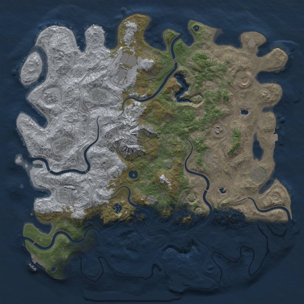 Rust Map: Procedural Map, Size: 5000, Seed: 100995163, 17 Monuments