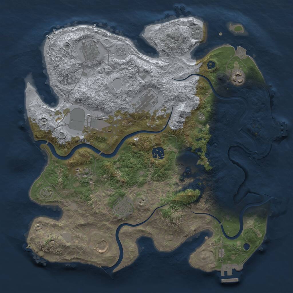 Rust Map: Procedural Map, Size: 3500, Seed: 1714759783, 16 Monuments
