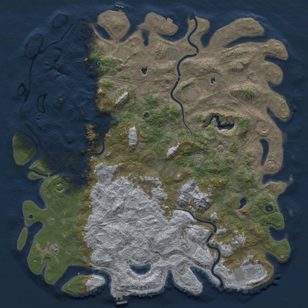 Rust Map: Procedural Map, Size: 6000, Seed: 1384105307, 17 Monuments
