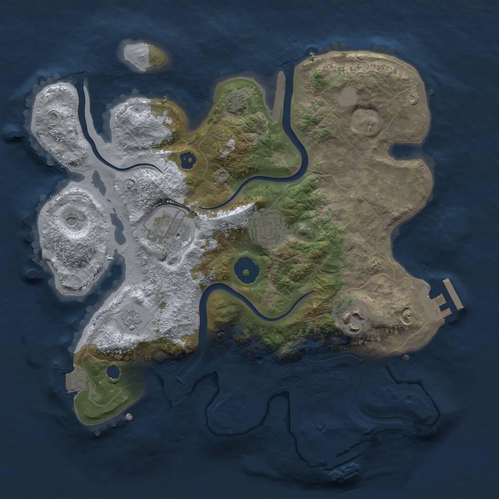 Rust Map: Procedural Map, Size: 3000, Seed: 2120077693, 9 Monuments