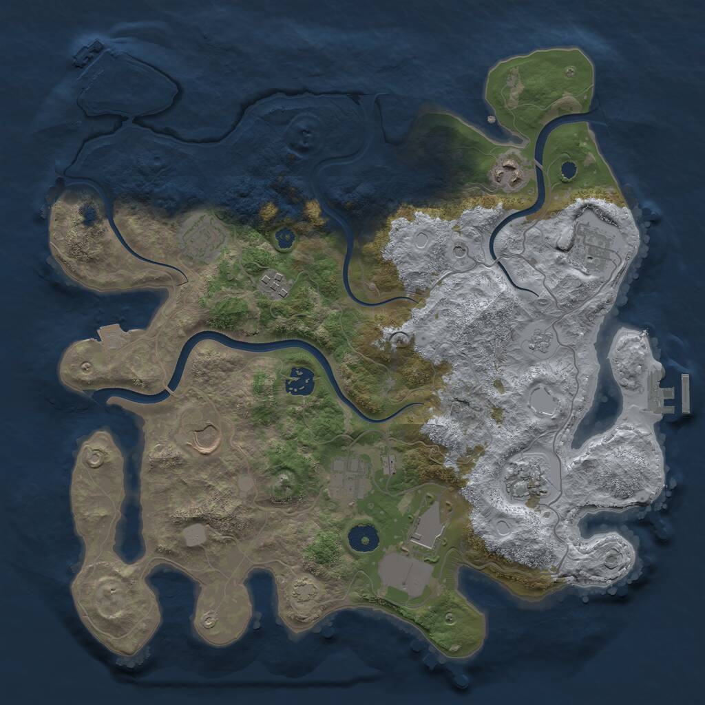 Rust Map: Procedural Map, Size: 3600, Seed: 1940610477, 15 Monuments