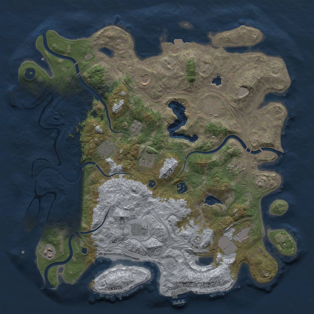 Rust Map: Procedural Map, Size: 4250, Seed: 1384105307, 16 Monuments