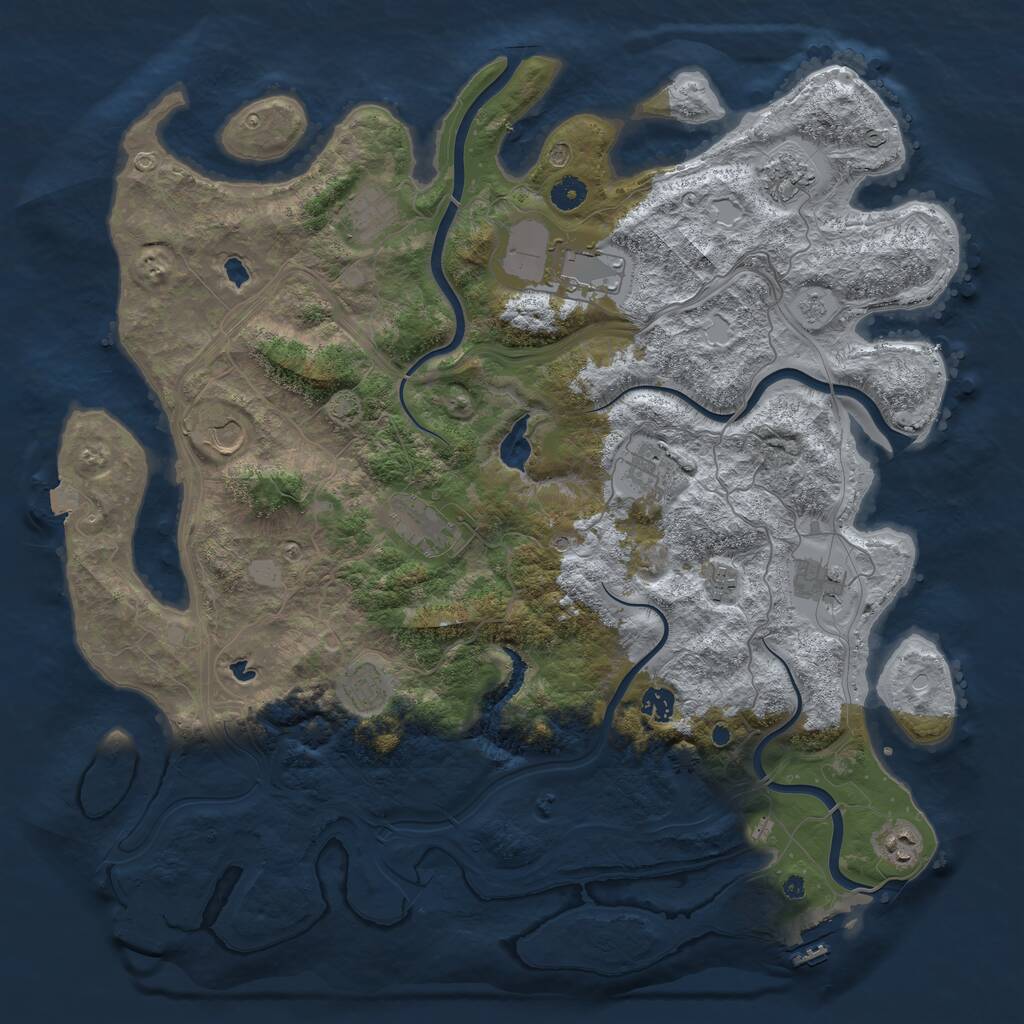 Rust Map: Procedural Map, Size: 4500, Seed: 302999472, 17 Monuments