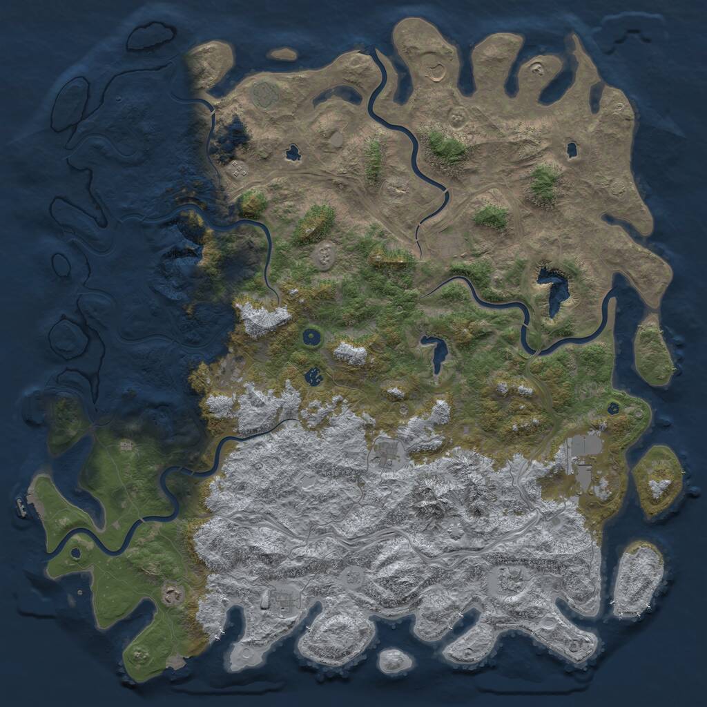 Rust Map: Procedural Map, Size: 6000, Seed: 2084573818, 17 Monuments