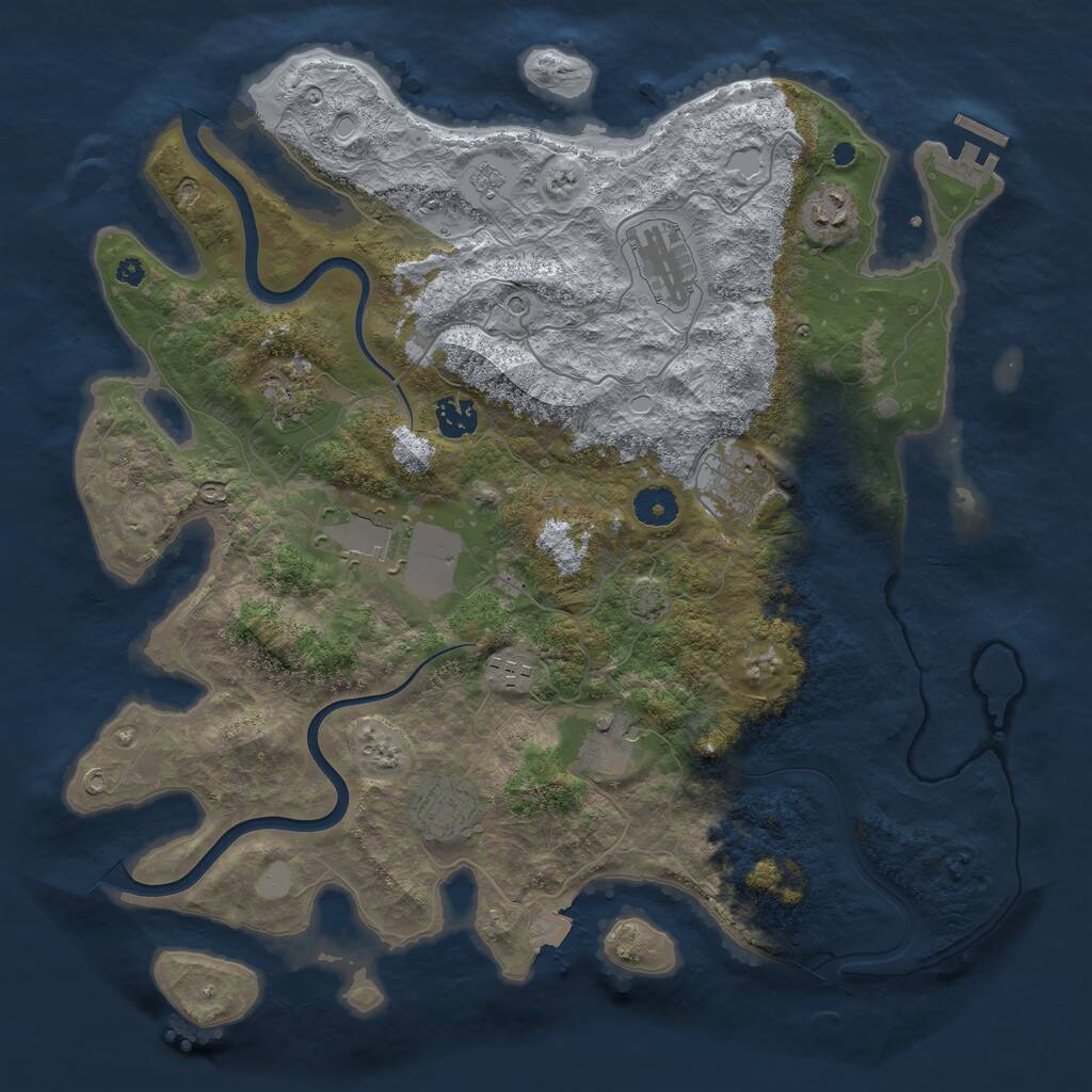 Rust Map: Procedural Map, Size: 3900, Seed: 503043782, 14 Monuments