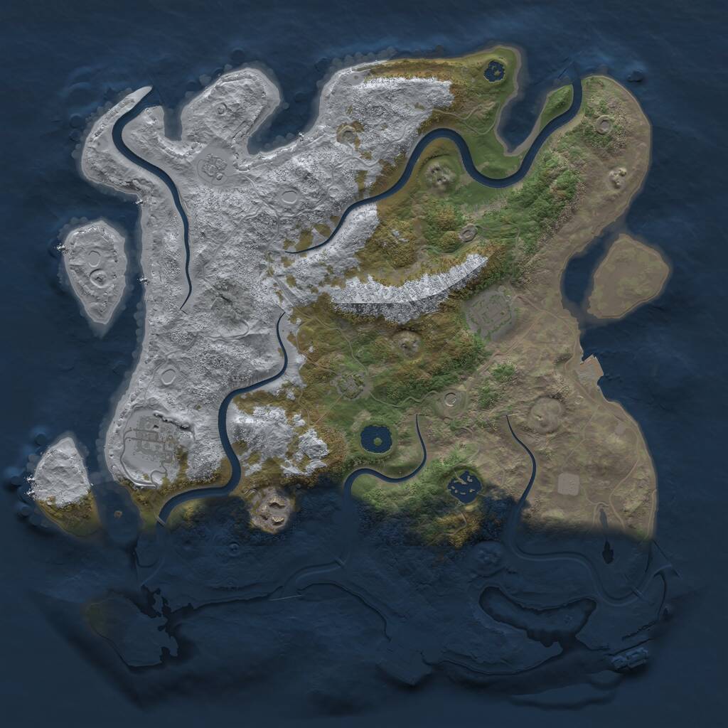 Rust Map: Procedural Map, Size: 3600, Seed: 227480, 10 Monuments