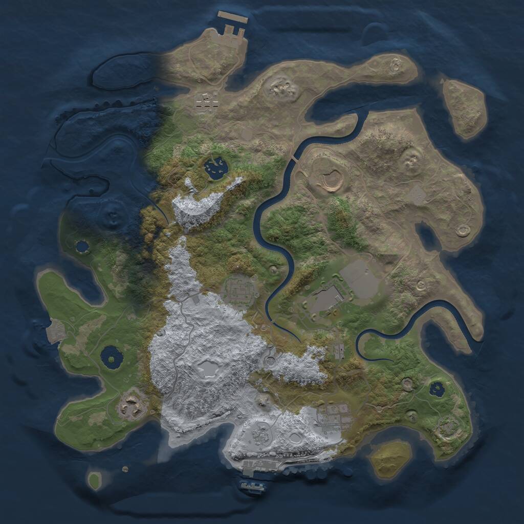 Rust Map: Procedural Map, Size: 3500, Seed: 851860162, 13 Monuments
