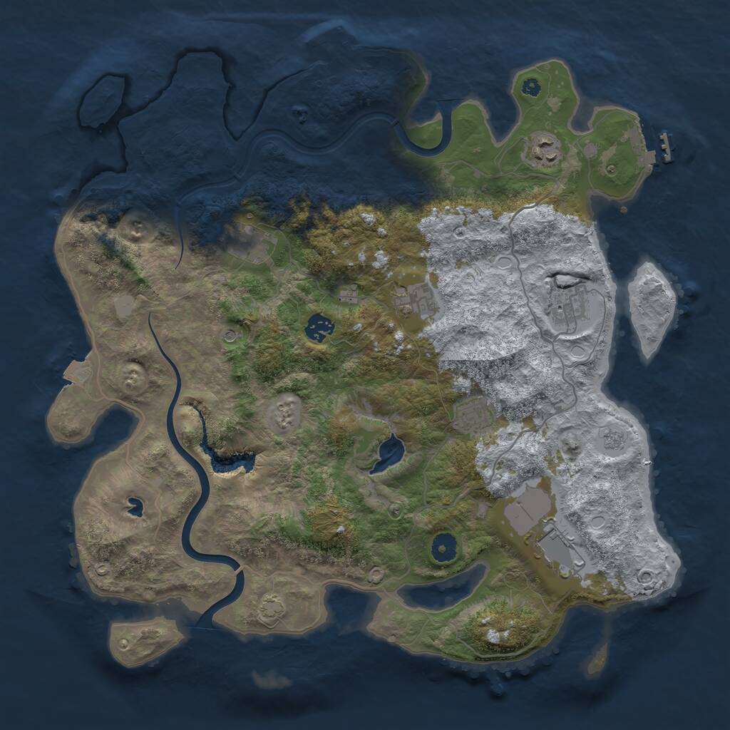 Rust Map: Procedural Map, Size: 4000, Seed: 373942752, 13 Monuments