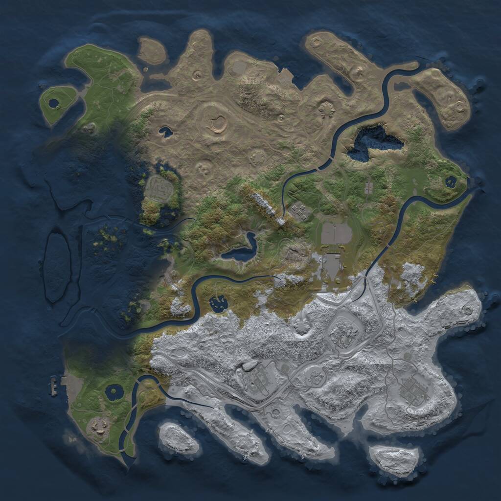 Rust Map: Procedural Map, Size: 4250, Seed: 1232247735, 16 Monuments