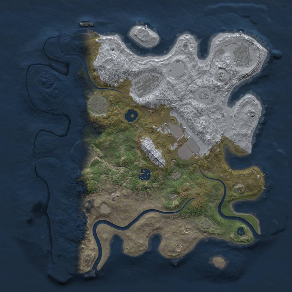Rust Map: Procedural Map, Size: 3500, Seed: 245849218, 12 Monuments