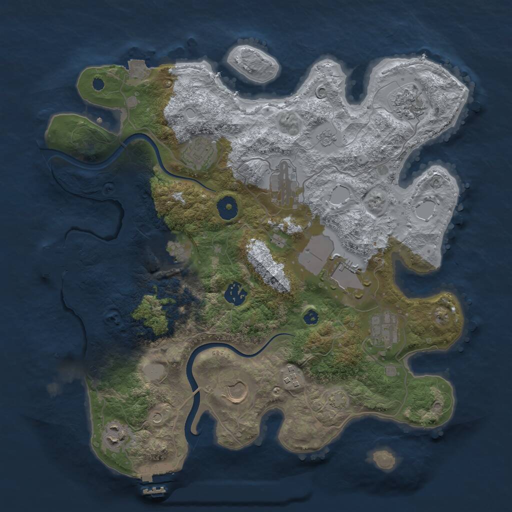 Rust Map: Procedural Map, Size: 3500, Seed: 245849218, 16 Monuments