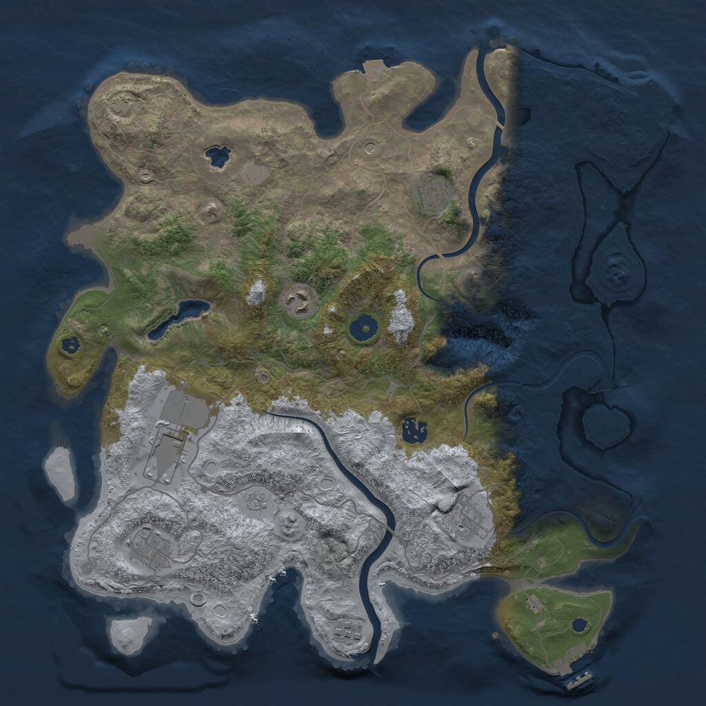 Rust Map: Procedural Map, Size: 4000, Seed: 21648727, 13 Monuments
