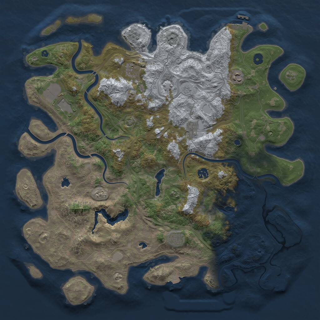 Rust Map: Procedural Map, Size: 4500, Seed: 37283425, 13 Monuments