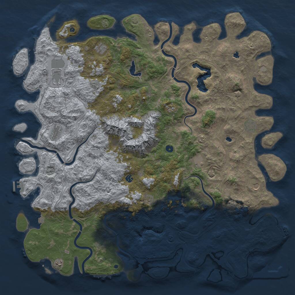 Rust Map: Procedural Map, Size: 6000, Seed: 45354, 17 Monuments