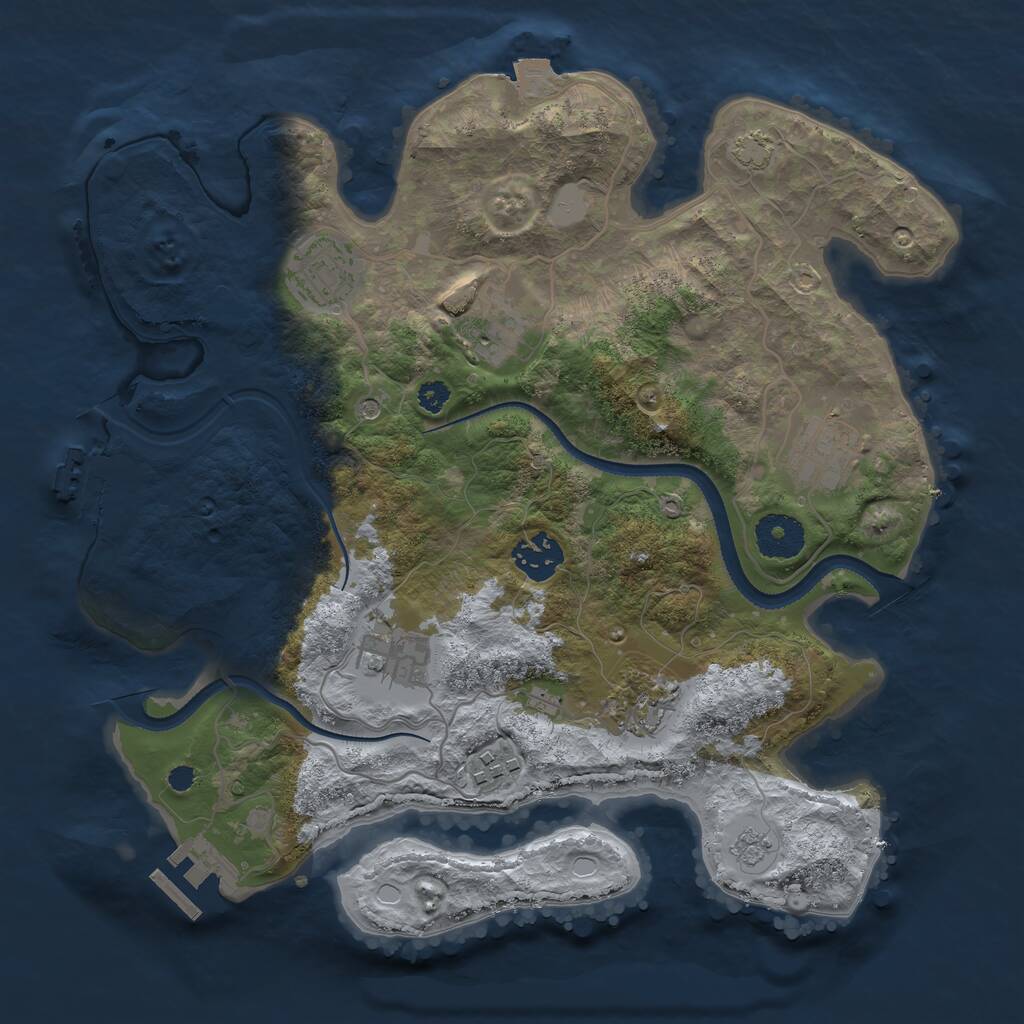 Rust Map: Procedural Map, Size: 3250, Seed: 1194109869, 13 Monuments