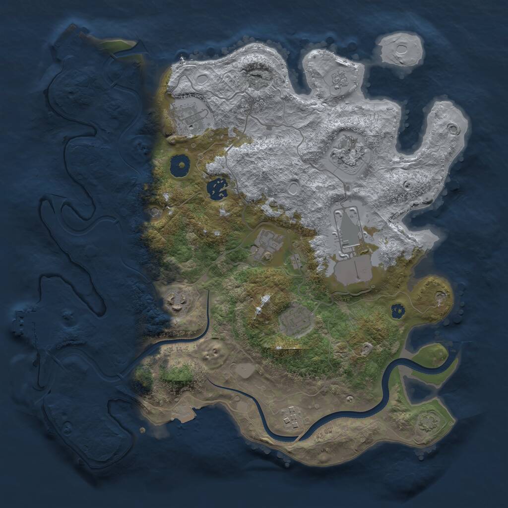 Rust Map: Procedural Map, Size: 3500, Seed: 2013125063, 14 Monuments