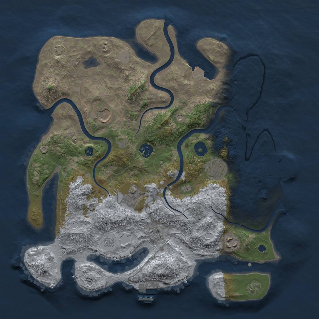 Rust Map: Procedural Map, Size: 3500, Seed: 6533134, 12 Monuments