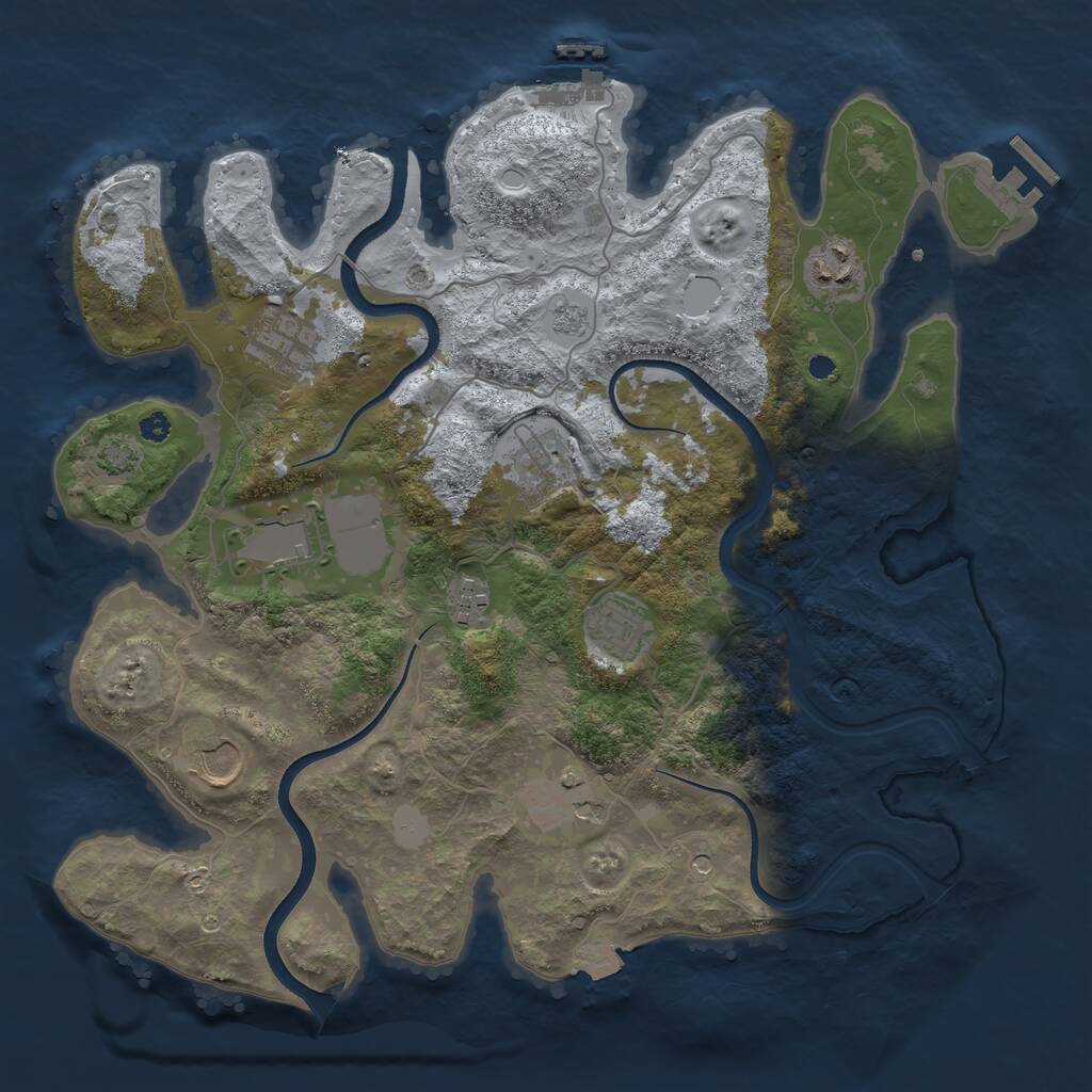 Rust Map: Procedural Map, Size: 3600, Seed: 2627, 14 Monuments
