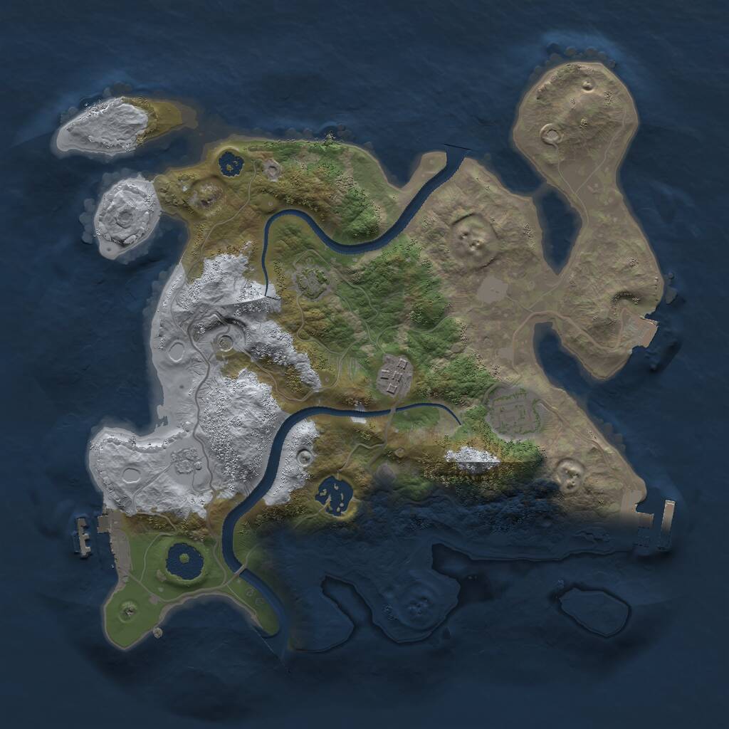 Rust Map: Procedural Map, Size: 3000, Seed: 6681, 9 Monuments