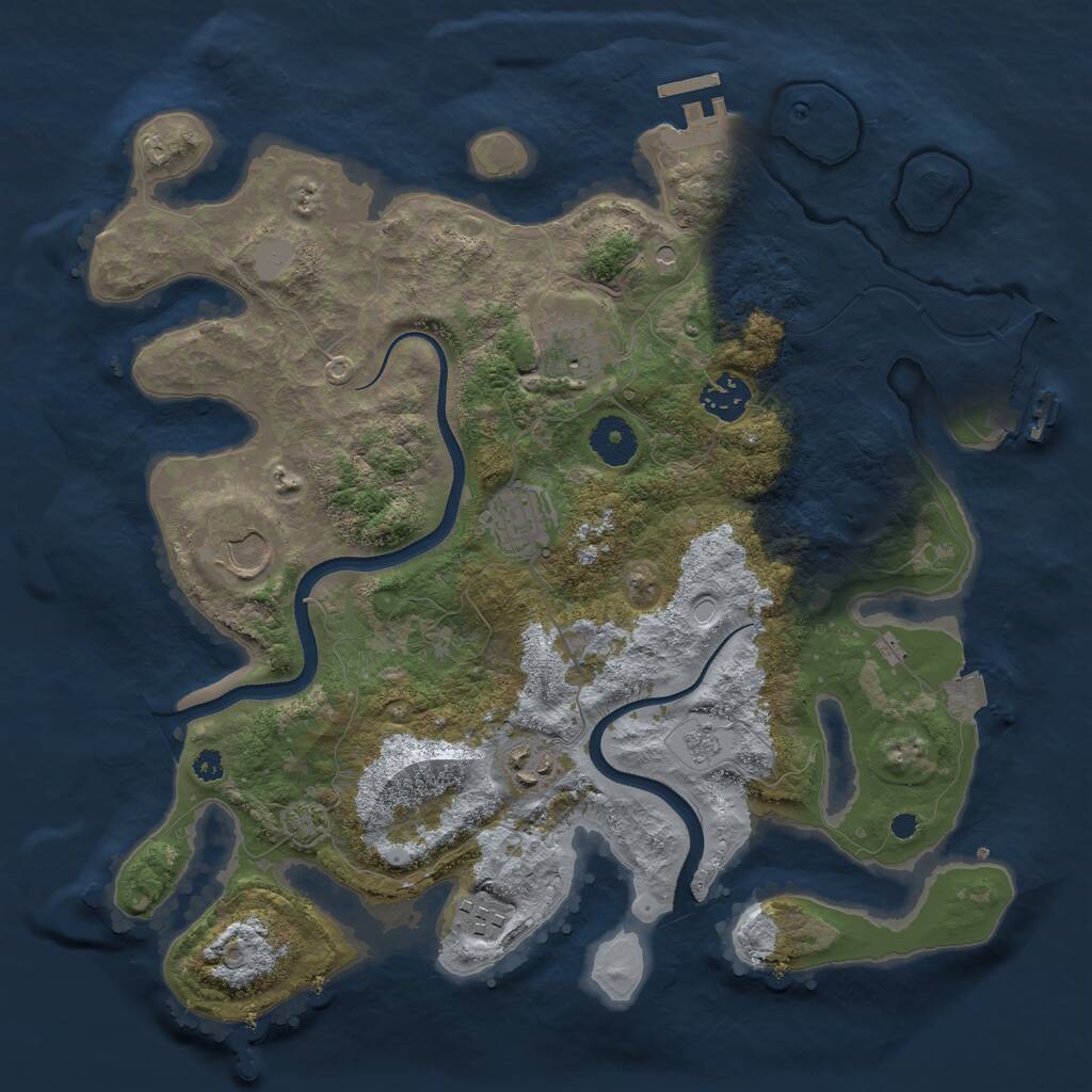 Rust Map: Procedural Map, Size: 3500, Seed: 1825034961, 12 Monuments