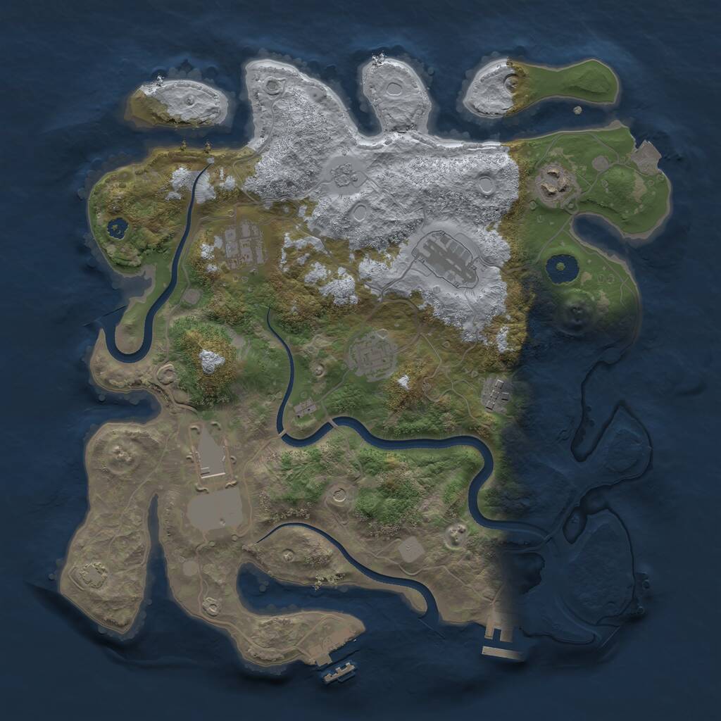 Rust Map: Procedural Map, Size: 3500, Seed: 201052025, 12 Monuments