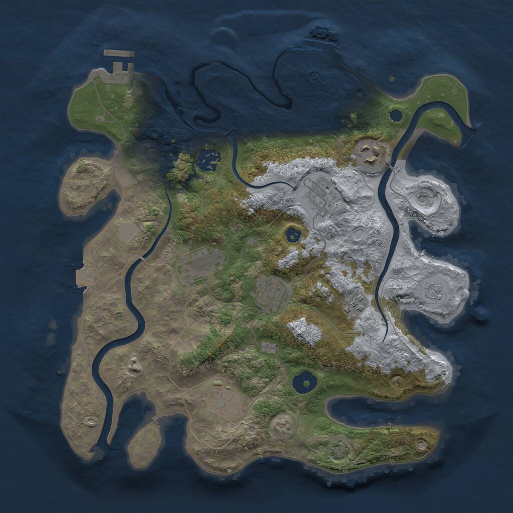 Rust Map: Procedural Map, Size: 3333, Seed: 431554101, 13 Monuments