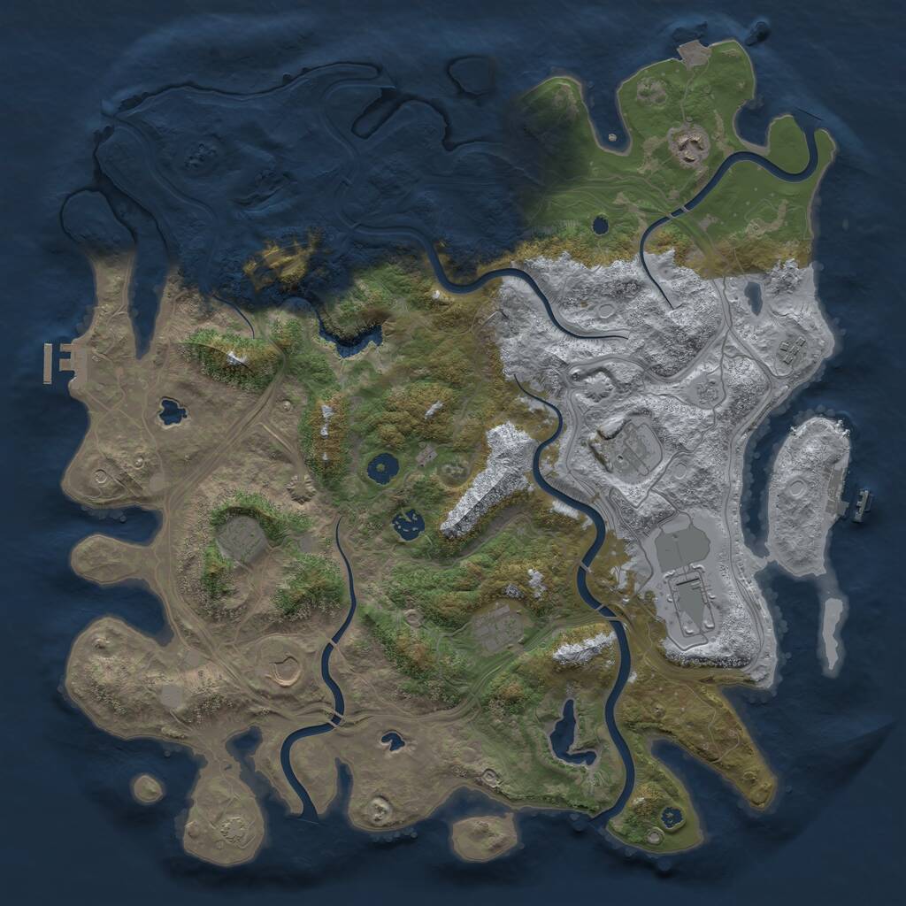 Rust Map: Procedural Map, Size: 4500, Seed: 4046, 14 Monuments