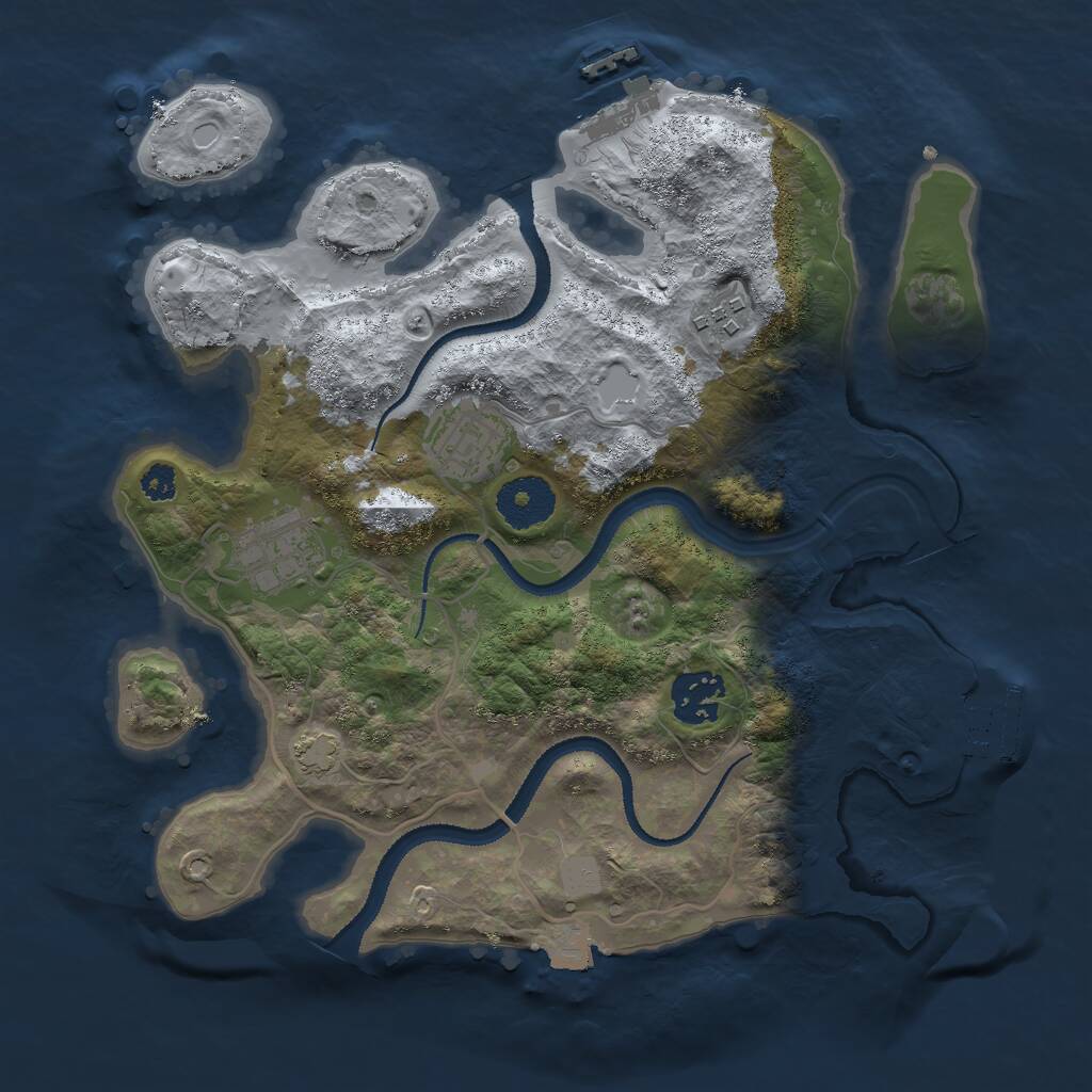 Rust Map: Procedural Map, Size: 3000, Seed: 81914115, 8 Monuments