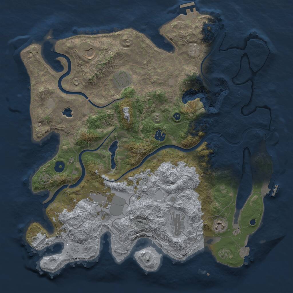 Rust Map: Procedural Map, Size: 4000, Seed: 12423132, 13 Monuments