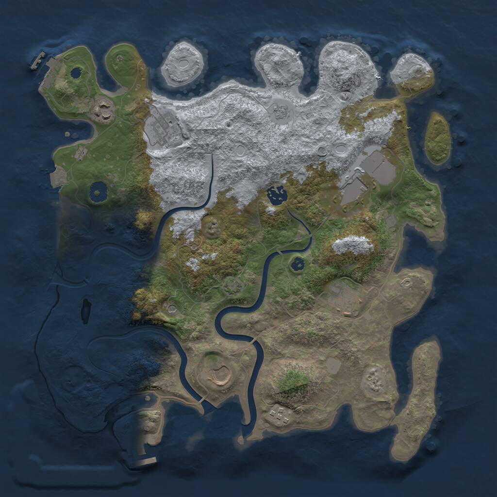 Rust Map: Procedural Map, Size: 3750, Seed: 24344264, 13 Monuments