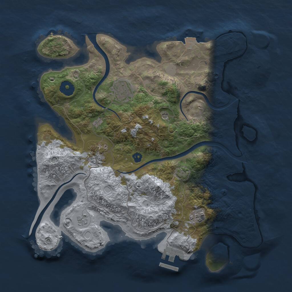 Rust Map: Procedural Map, Size: 3000, Seed: 13944, 8 Monuments