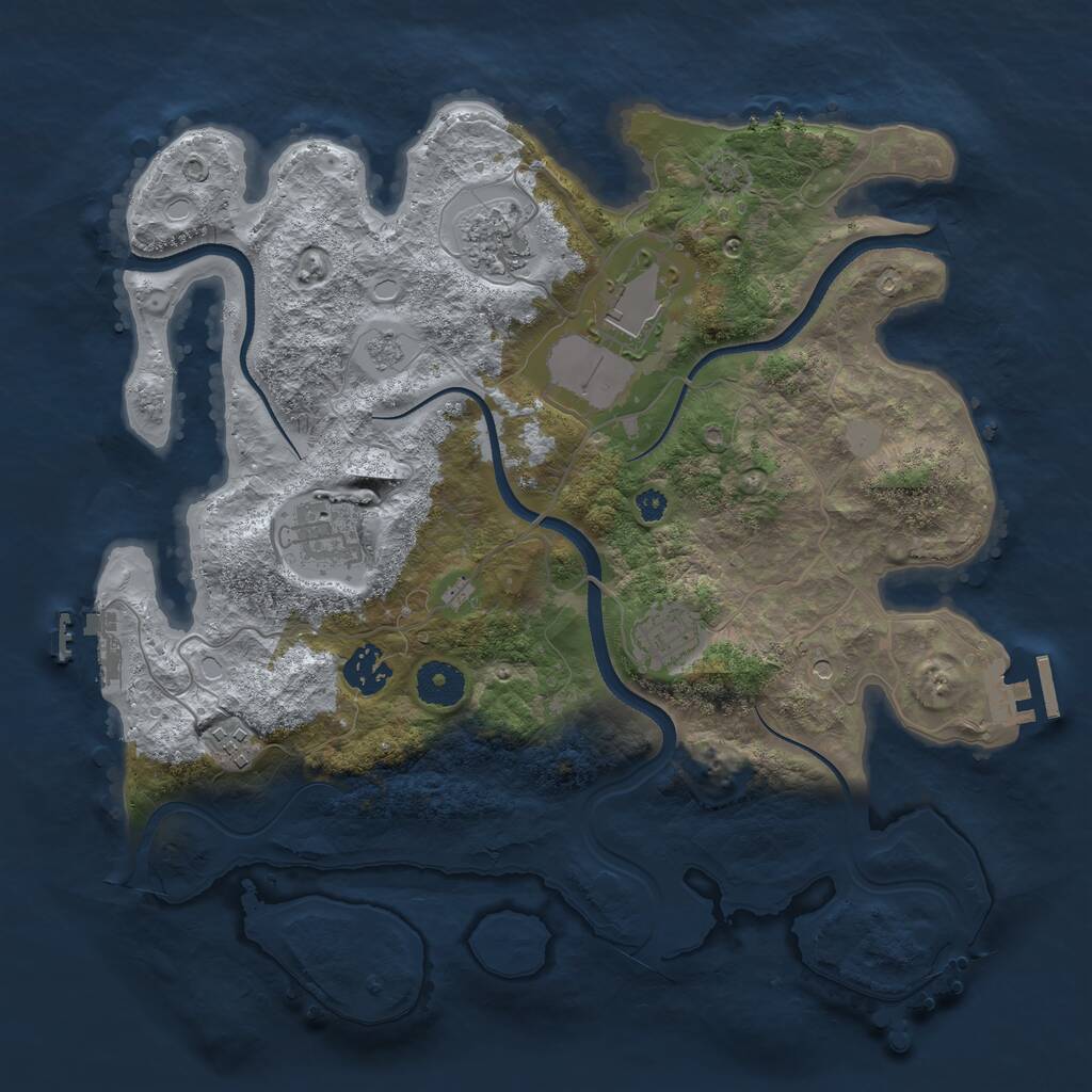 Rust Map: Procedural Map, Size: 3500, Seed: 742788280, 12 Monuments