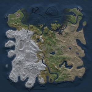 Thumbnail Rust Map: Procedural Map, Size: 4250, Seed: 888086345, 16 Monuments