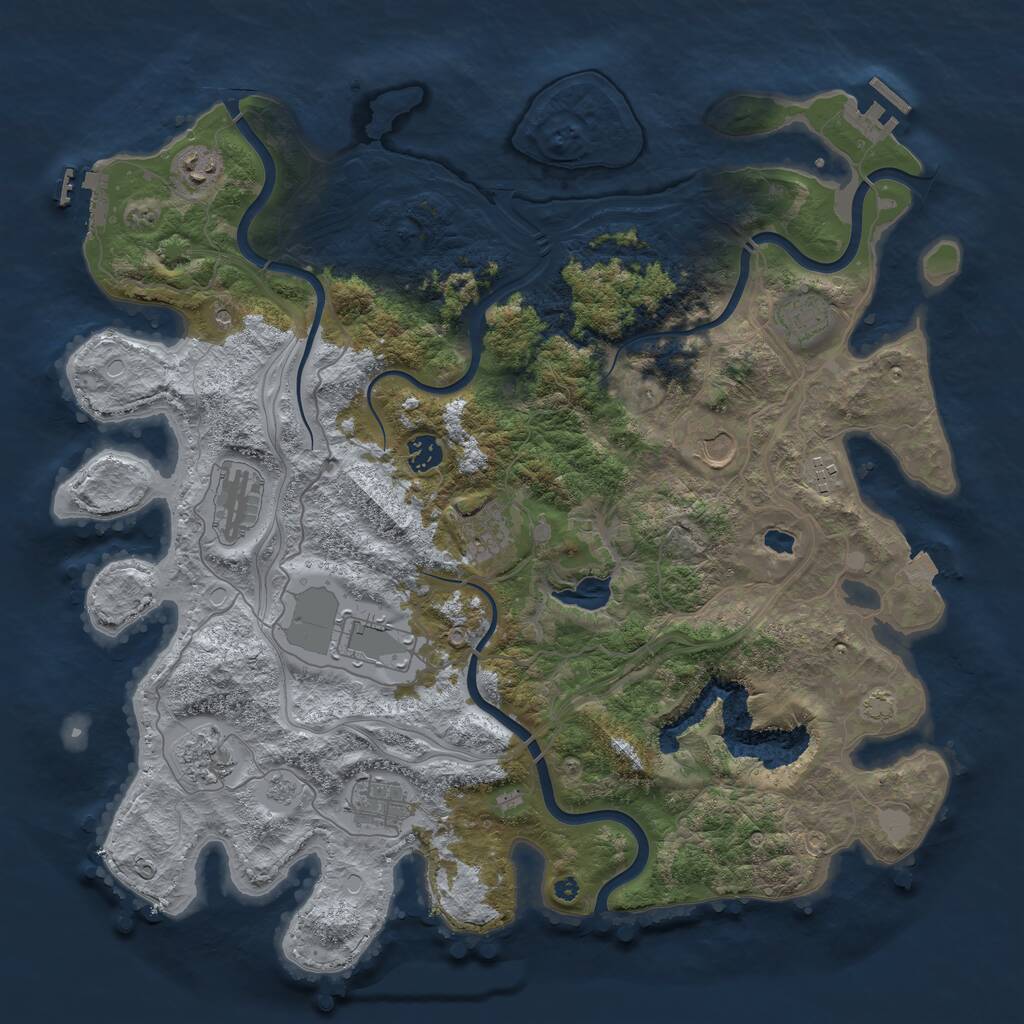 Rust Map: Procedural Map, Size: 4250, Seed: 888086345, 16 Monuments