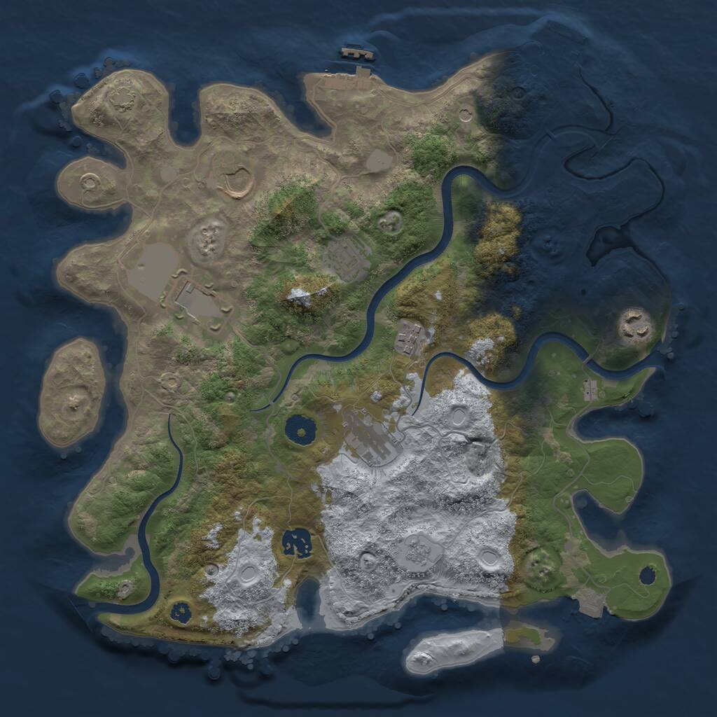 Rust Map: Procedural Map, Size: 3500, Seed: 1094163357, 13 Monuments