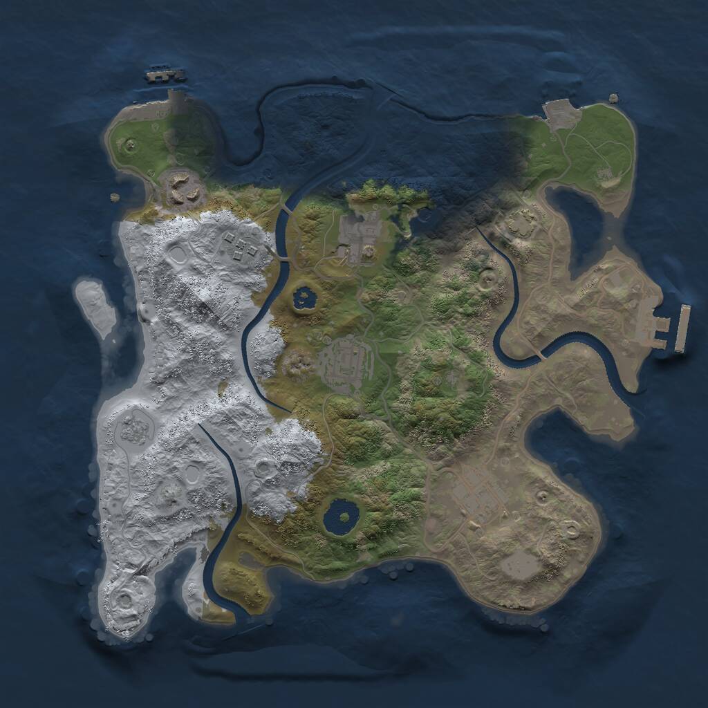 Rust Map: Procedural Map, Size: 3000, Seed: 848627, 11 Monuments