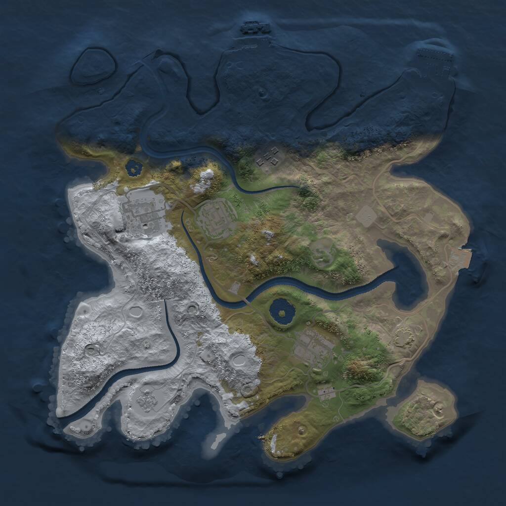Rust Map: Procedural Map, Size: 3000, Seed: 21245, 9 Monuments