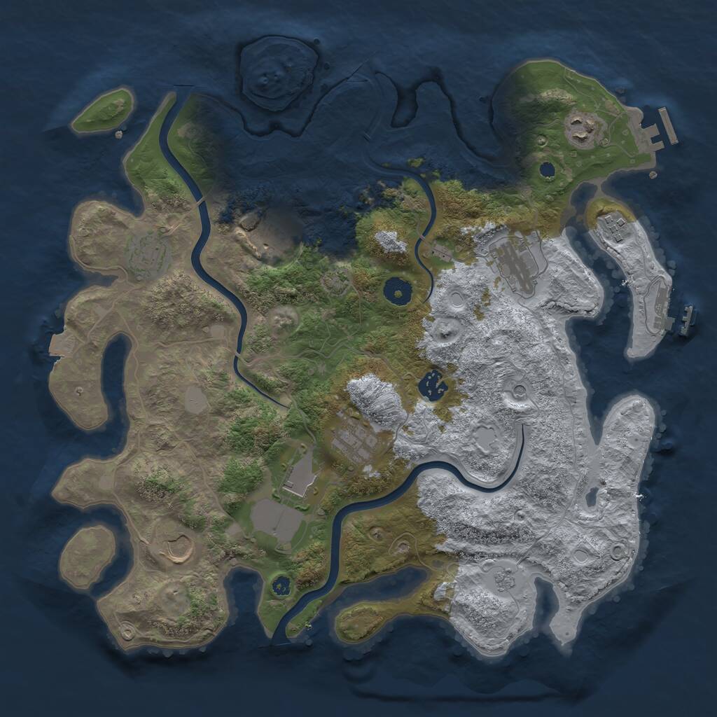 Rust Map: Procedural Map, Size: 3800, Seed: 1305043910, 15 Monuments