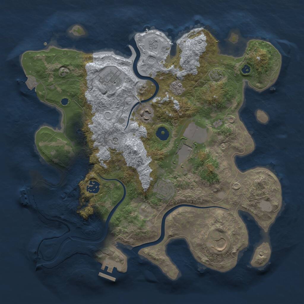 Rust Map: Procedural Map, Size: 3500, Seed: 1322136595, 13 Monuments