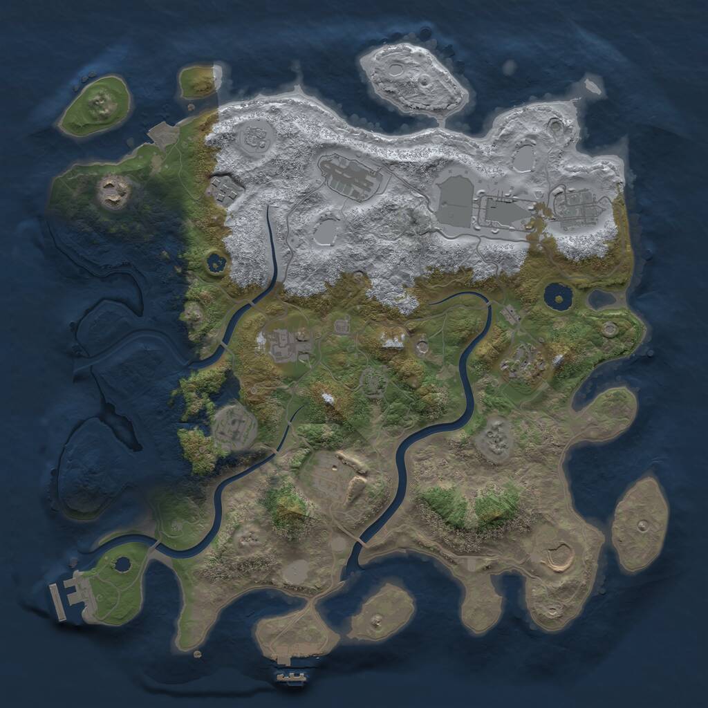 Rust Map: Procedural Map, Size: 3750, Seed: 711313999, 16 Monuments
